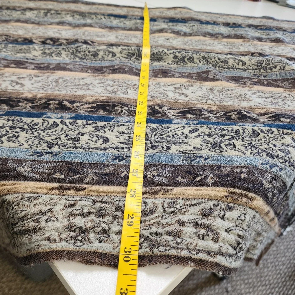 Essential Classics‎ 100% Wool Paisley Stripe Wrap Shawl Scarf Blue Brown India